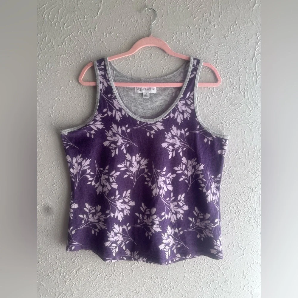 Karen Neuburger Purple and Gray Floral Pajama.size L. Ultra soft sleeping shirt